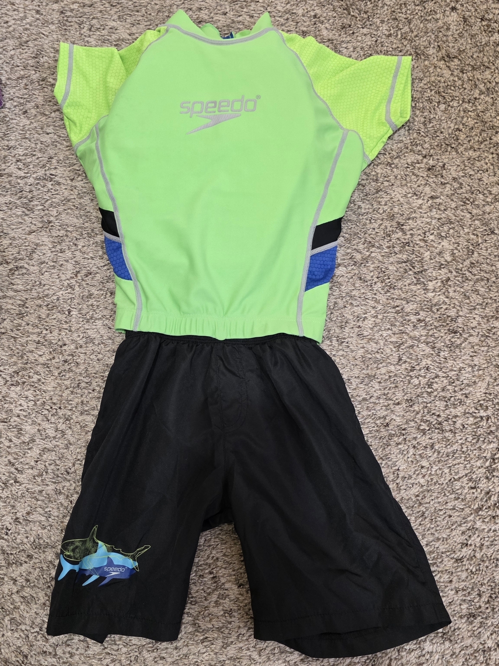 Speedo Neon Green & Black Swim Suit Set